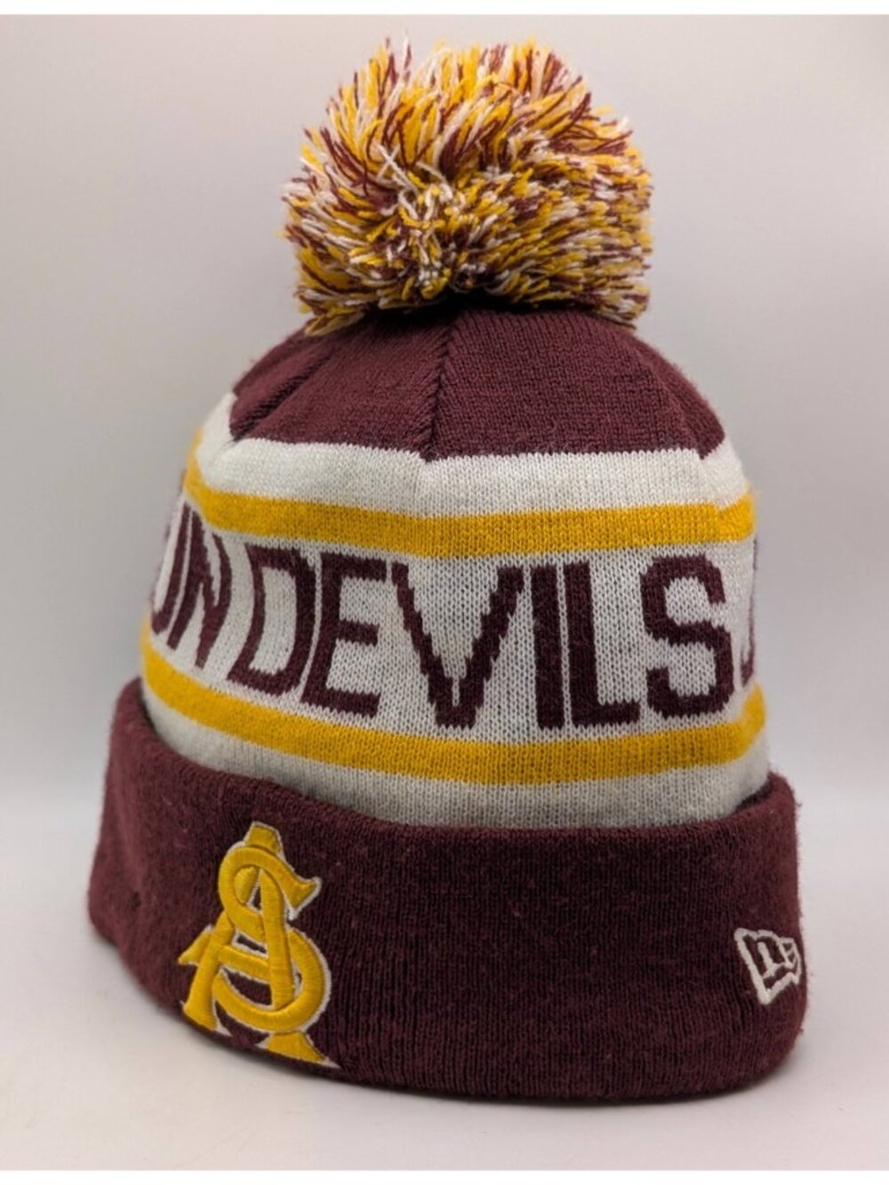 Arizona State Sun Devils Pom Pom Beanie Hat OSFM Winter Cap Stretch Knit New Era